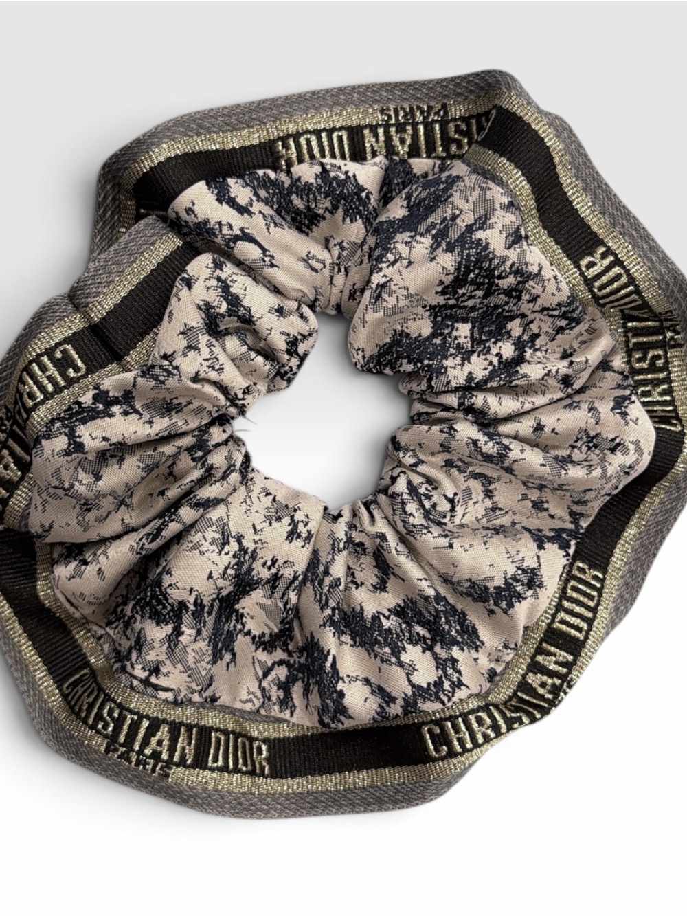 Upcycled Dior fabric scrunchie Logo-Trim Scrunchie